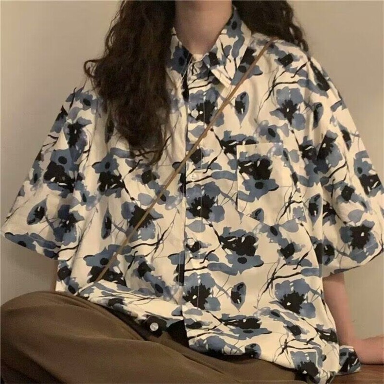 D5202-P38夏威夷花衬衫夏季薄款潮牌潮流上衣-网图现货，男装衬衫，星座603-2