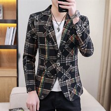 西服男宽松春秋款商务中年弹力西服休闲男士单西印花外套上衣西装图片