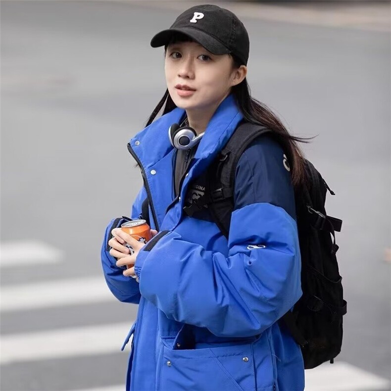 日系男女撞色拼接棉服秋冬季潮牌美式高街宽松加厚棉衣外套原宿,男装棉衣,星座506A