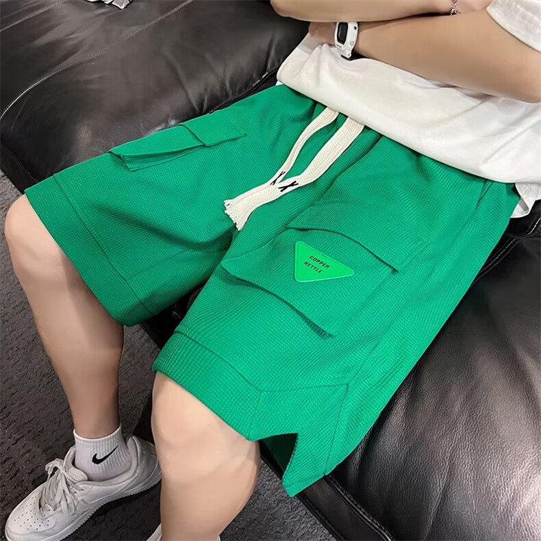 休闲潮工装短裤男夏季胖子大码半裤五分裤华夫格美式篮球运动中裤,男装休闲裤,星座1116-2