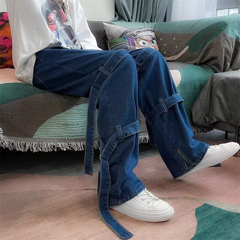 美式高街牛仔裤男韩版潮流痞子帅个性2024冬季ins长裤RK1350-P56,男装牛仔裤,星座412-2