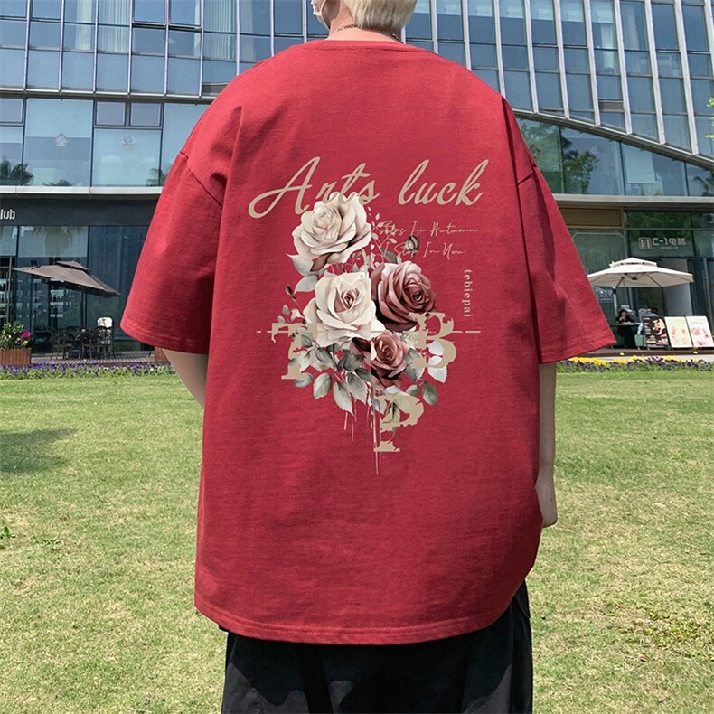 T791P26大码宽松纯棉运动圆领体恤衫oversize短袖T恤男重磅T,男装T恤,星座304A-1
