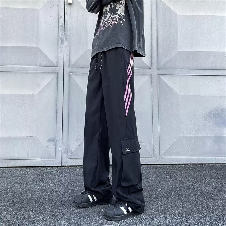 美式条纹休闲冲锋裤男夏季潮拼接大口袋工装裤M542P38,男装工装外套,星座1116-2