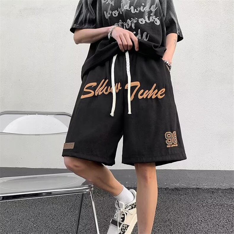 美式短裤男夏季潮牌宽松复古高街休闲五分裤DK6809-P32,男装休闲裤,星座1109-3