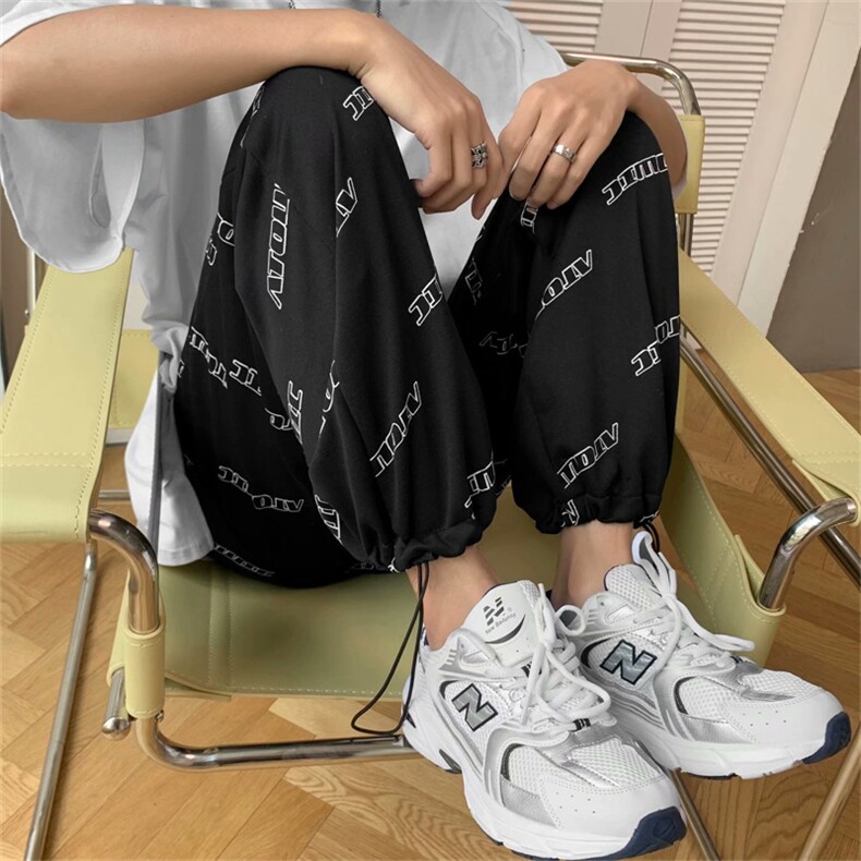 裤子男韩版潮流ins高街字母运动裤情侣宽松束脚休闲裤潮k3190-p35，女装休闲裤，星座1008-2