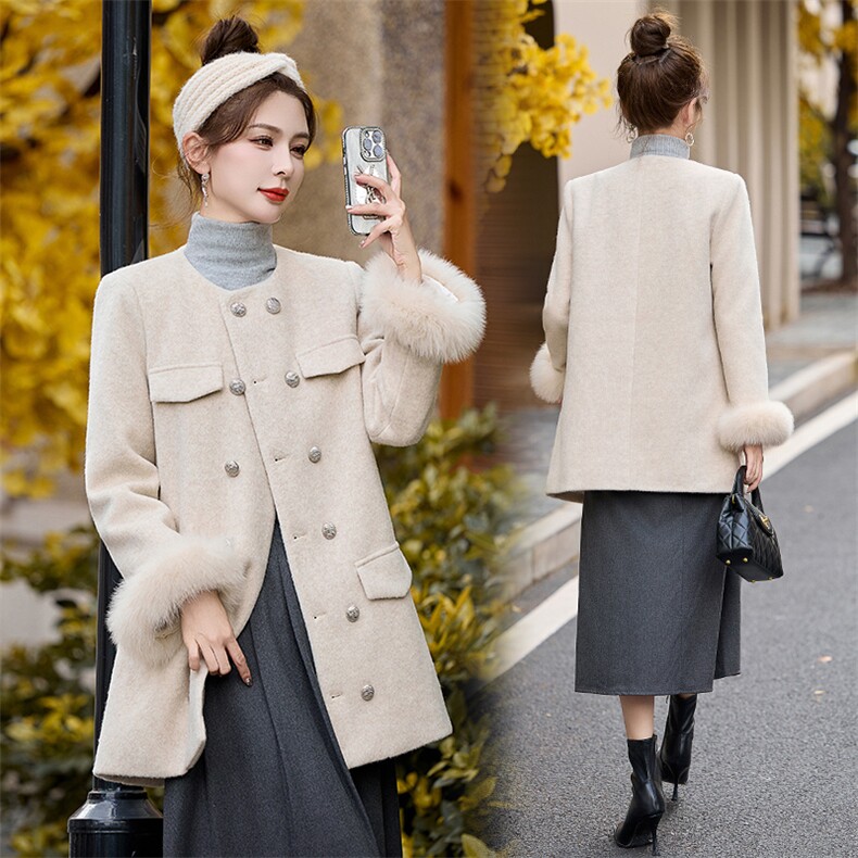 主推新款现货冬小香白鸭绒羽绒气质保暖冬装真袖毛毛可脱卸外套,女装羽绒服,丽美静依