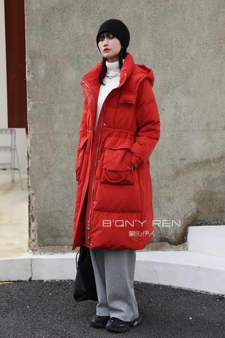 2021长款羽绒服、口袋设计款、超、四个颜色，女装羽绒服，碧沁伊人