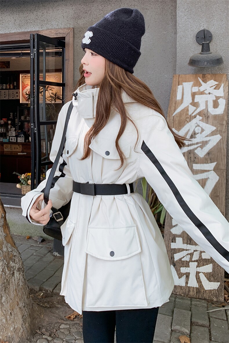设计收腰显瘦户外工装派克冲锋衣白鸭绒羽绒服女冬新款小个子加厚,女装羽绒服,2C085