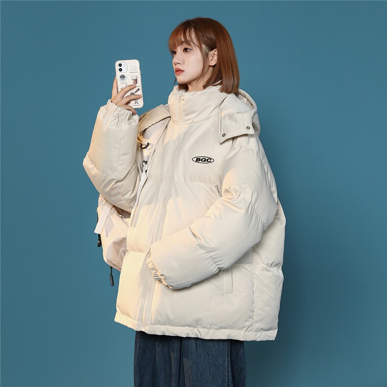 中性22冬季新款简约字母时尚百搭宽松保暖立领棉衣MY218P115控158,男装棉衣,A247A