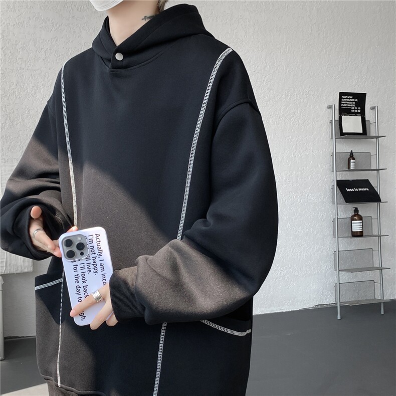 重磅430g哈苏线卫衣大码大口袋连帽衫明线廓形硬挺外套LW605/P58,女装短外套,电商B215