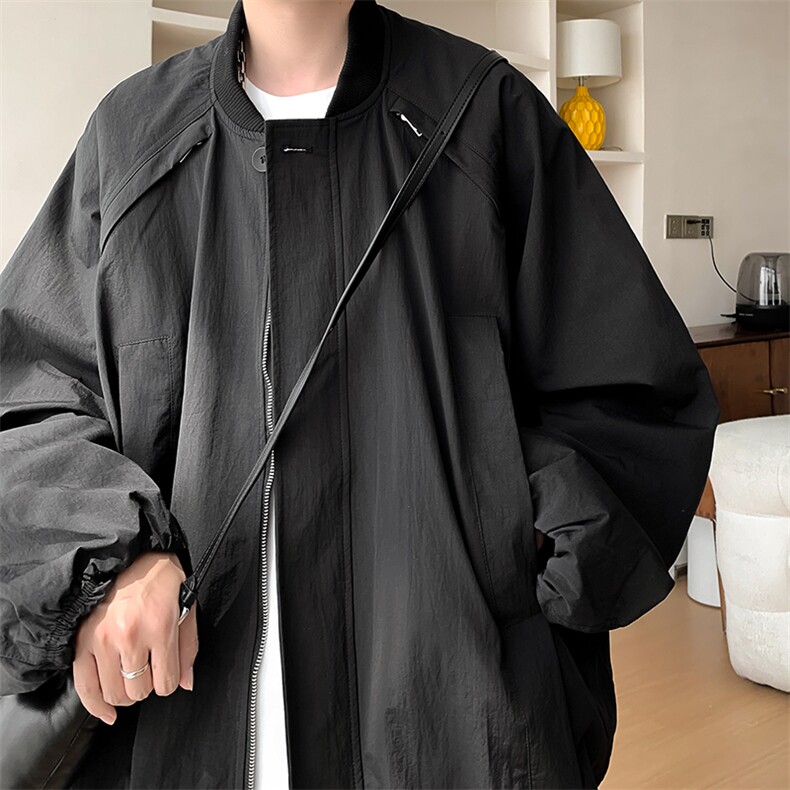 秋季美式复古设计感廓形棒球服夹克男女宽松休闲外套 D370 P108图片