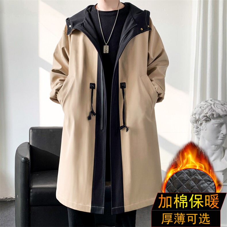 5W件加绒风衣男中长款大衣男棉衣男F996薄P95加棉P115爆景二,男装风衣,星座401