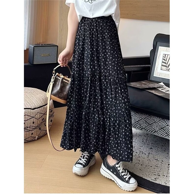 慵懒气质新款无品牌黑色百搭长裙温柔半身夏季气质潮流简约ins，女装半身裙，星座1210-1