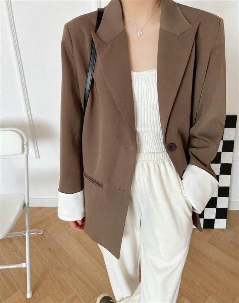 【现货】秋季新品，拼色西装，女装西装，F/TU