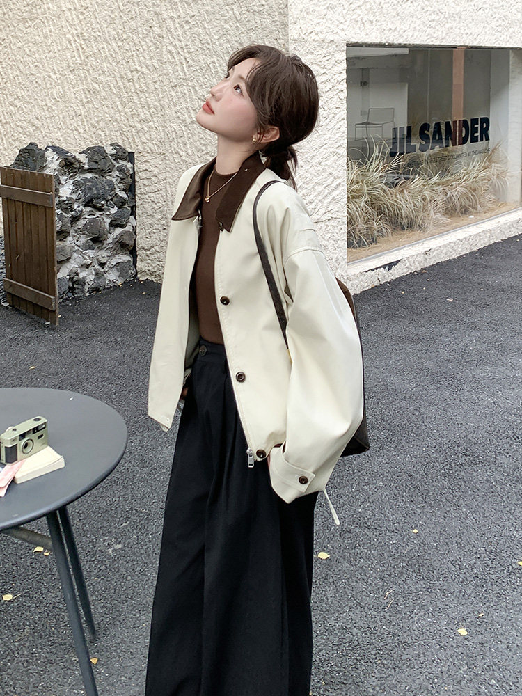 新款【现货】杏色韩系简约款192-628P160K228,女装风衣,浙宝192（原082）