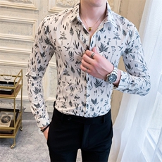 312A-938-P55新款社会精神小伙长袖衬衫男时尚帅气夜店衬衣-首1，男装衬衫，星座312A-5