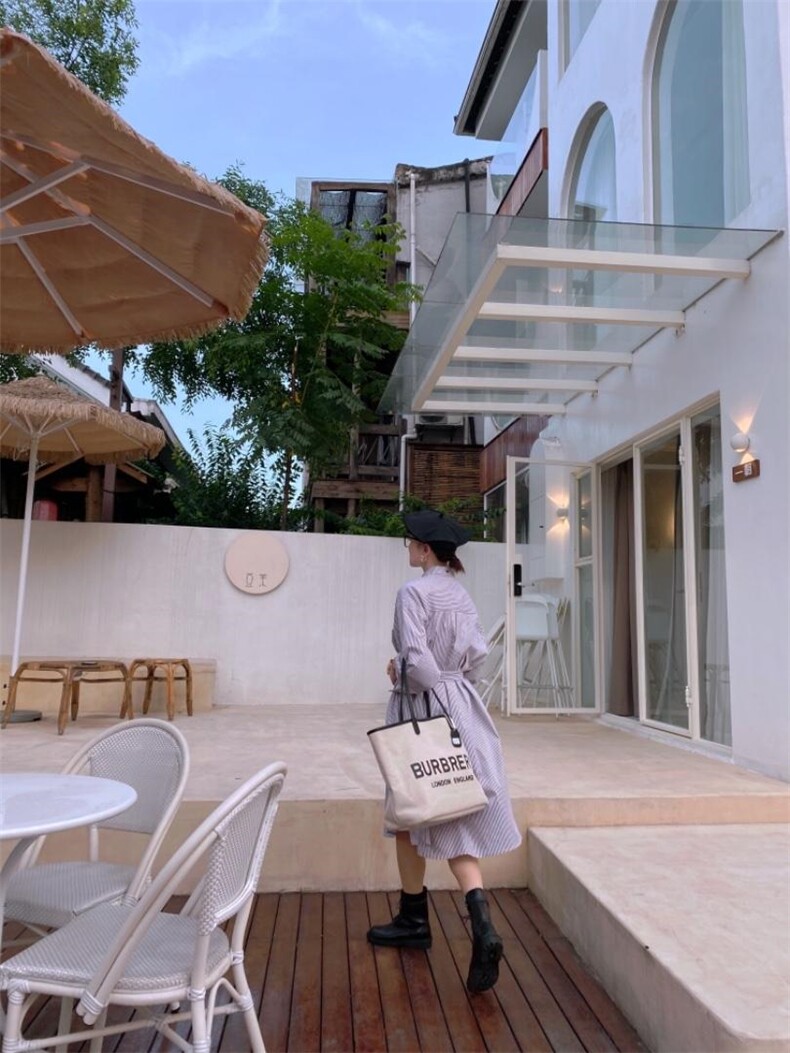 条纹衬衫裙，女装衬衫，驿谷