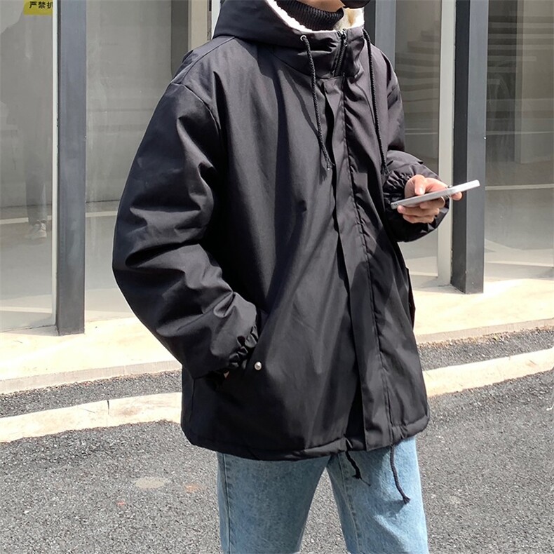男冬季潮牌羊羔绒加绒加厚棉服oversize棉衣JK568P78,男装棉衣,星座1116-2