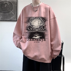 电商DSA028-LPWY2353100聚酯P35新款麂皮绒印花圆领卫衣男限48，男装卫衣，电商A028