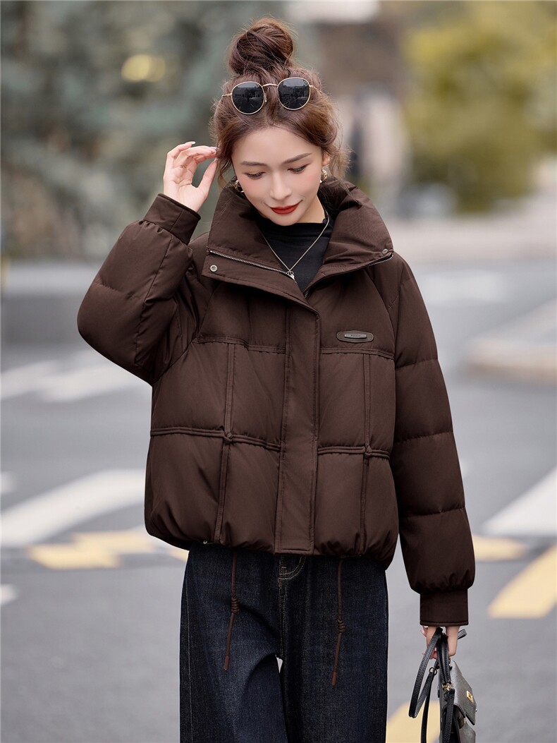 时尚立领短款白鸭绒羽绒服女2025冬季新款洋气减龄羽绒外套上衣,女装羽绒服,余墨