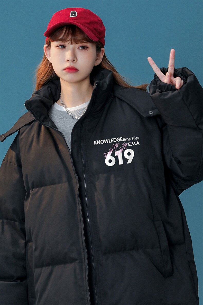 中性风22冬季新款字母印花连帽面包服棉服宽松棉衣MY201P115控148,男装棉衣,A247A