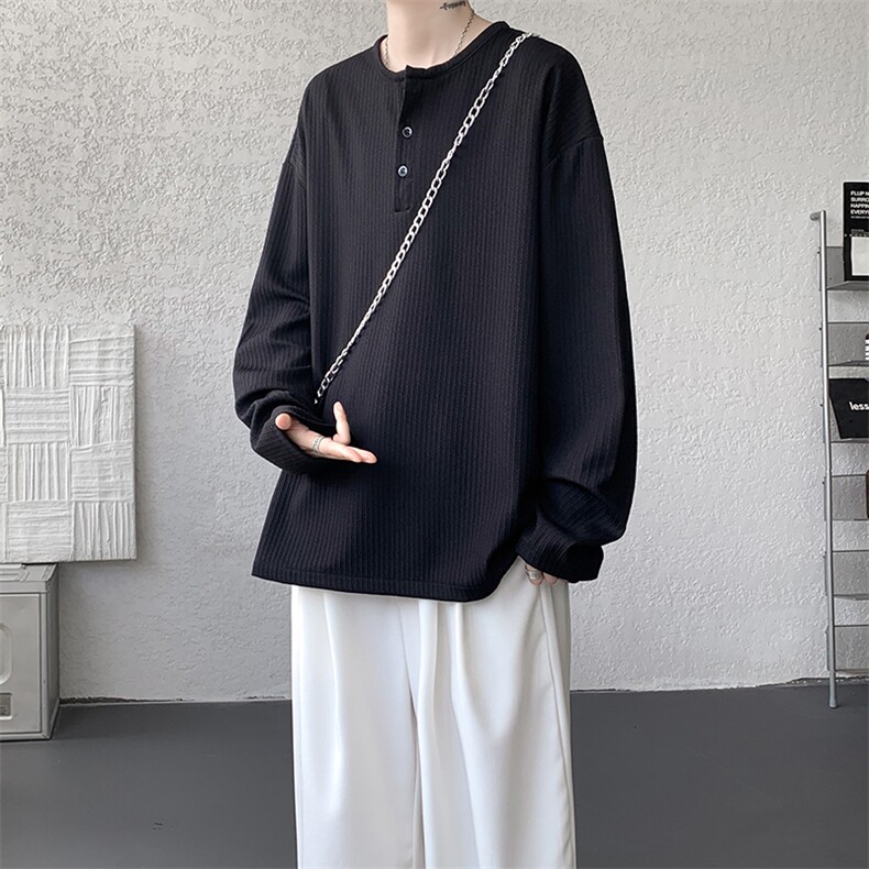 亨利领长袖T港风宽松大码打底衫CH58-特P25无差价，男装T恤，星座214-3