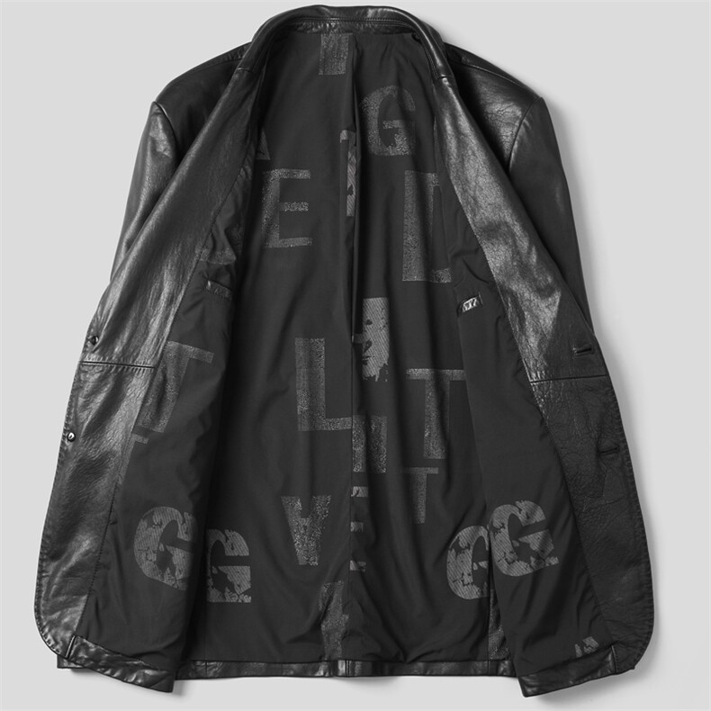Z21055男士2023秋冬新款西服绵羊皮油蜡皮衣男翻领皮西装P750,男装皮衣,电商B360