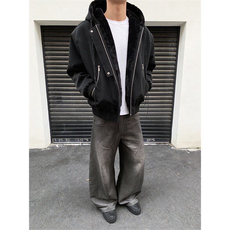 XZ514-2-25108-P110一体毛座山雕连帽棉服加厚保暖夹克冬季外套男,男装夹克,星座514-2(原B239)