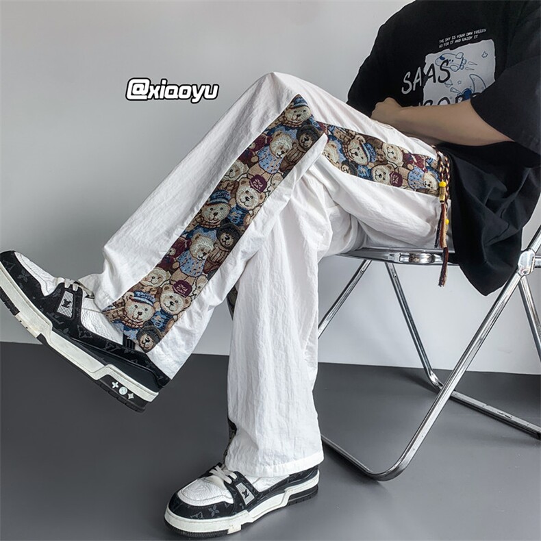 XZ616早秋季新款风小熊拼接刺绣休闲裤TY893M-5XL特P25控48,男装休闲裤,星座512A（原616）