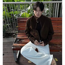 秋季短款翻领夹克宽松时髦罗密欧绒外套1001-1-JK529-P80，男装夹克，星座1001-1