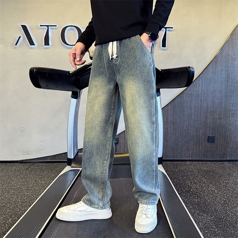 加绒加厚牛仔裤秋冬男士高品质修身牛仔长裤直筒裤901N40加绒P68,男装牛仔裤,星座901
