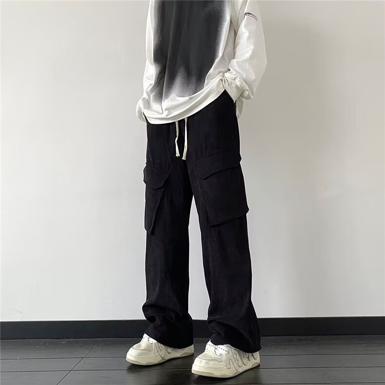 灯芯绒休闲裤男口袋个性帅气2023秋冬季新款宽松长裤K4697-P38,男装休闲裤,星座412-2