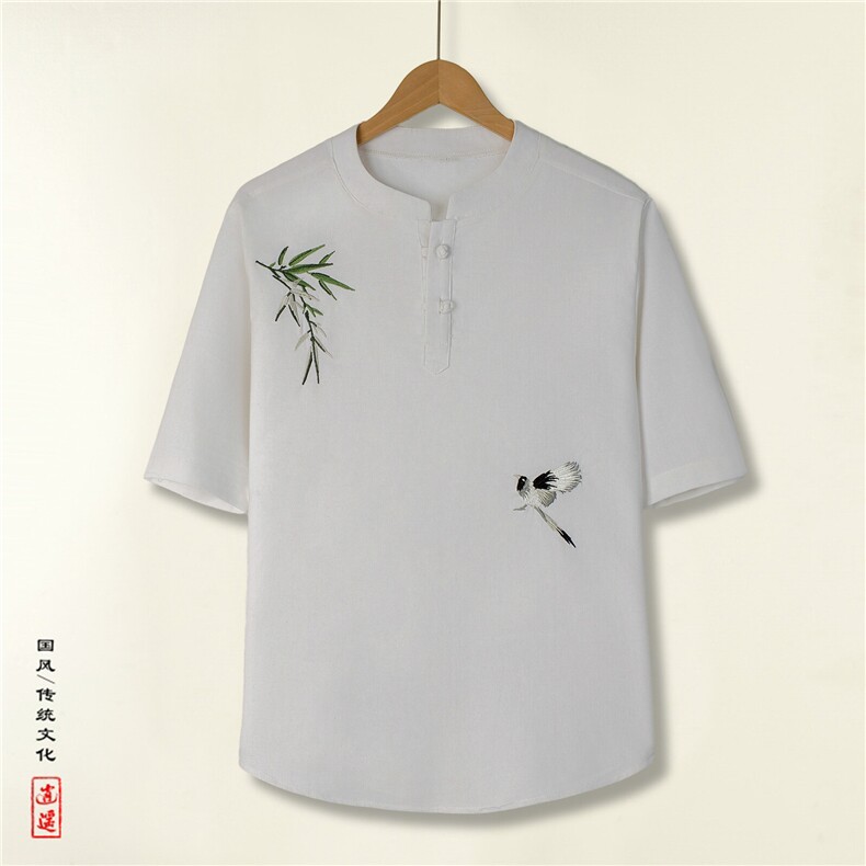 夏季现货青年宽松T恤五分袖休闲立领透气风大码短袖TZ84AP55,男装T恤,电商A021A