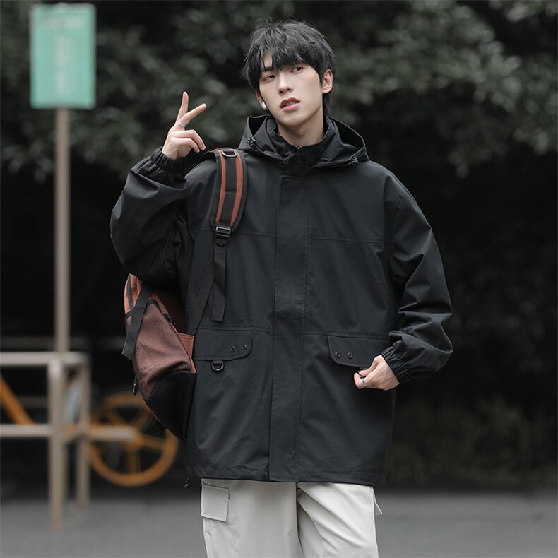 新款连帽冲锋衣夹克男山系户外潮流宽松休闲外套A238-JK2305-P68图片