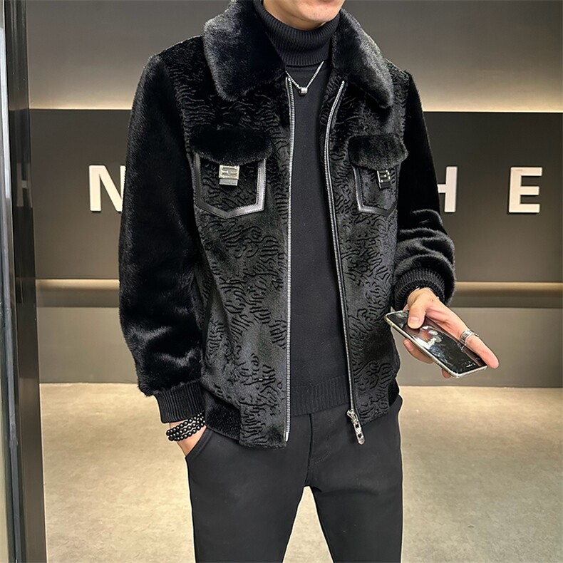 冬季男士时尚加厚仿皮草保暖爸爸装商务夹克外套ZX8961-P255,男装夹克,星座1105-3