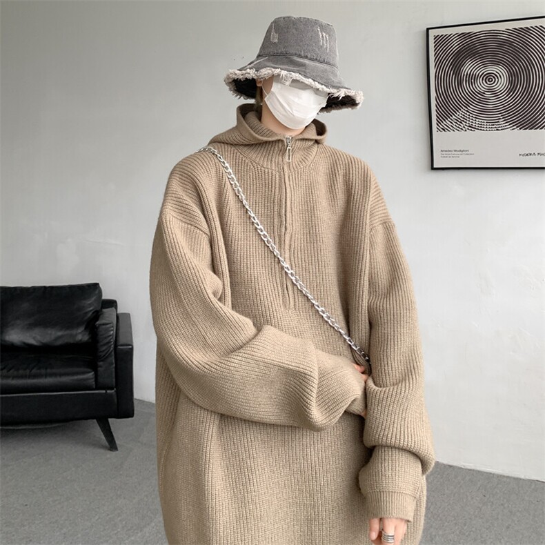 8XL-M毛衣男特大码宽松潮牌慵懒风痞帅连帽套头针织衫MY1509/P75，男装针织衫/毛衣，电商B238