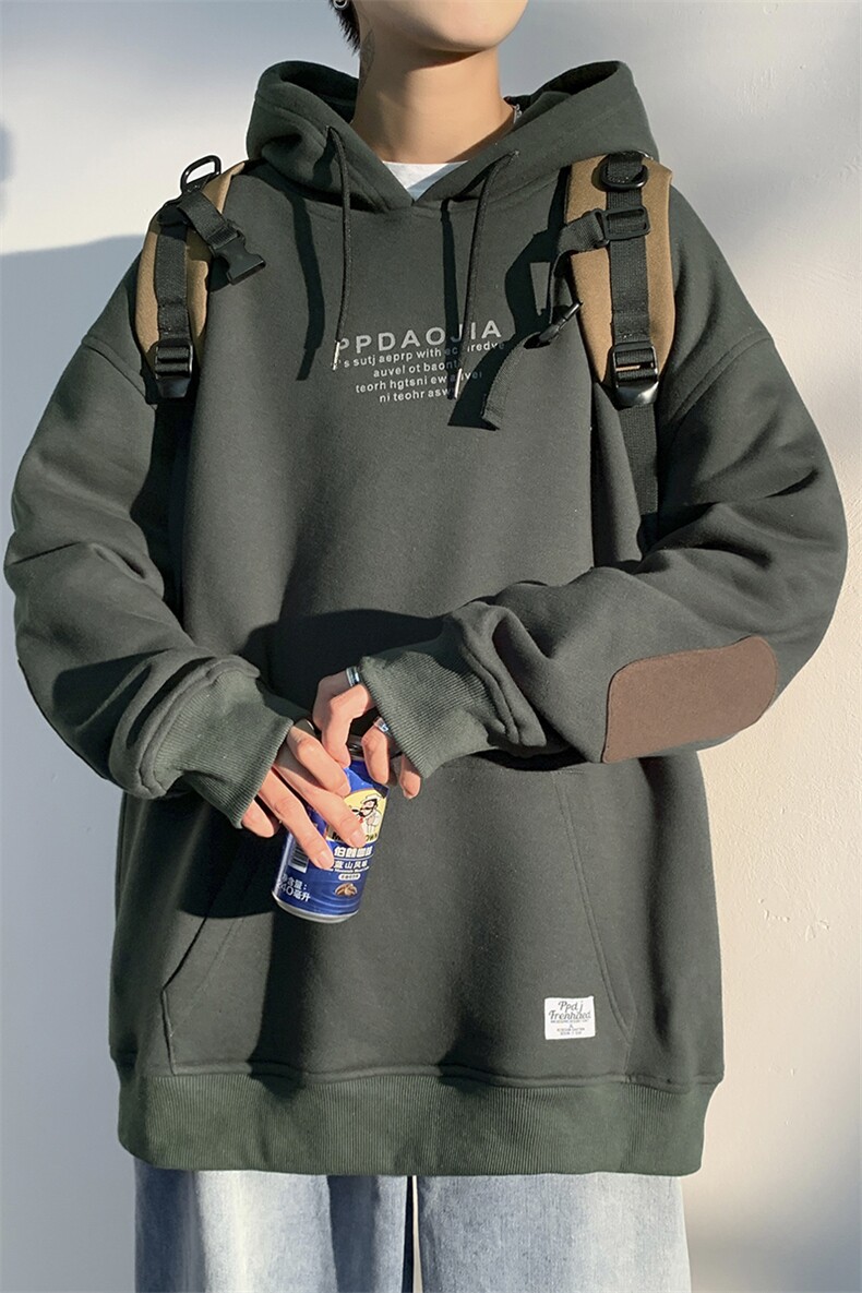 2021冬季新港风白墙大码男女贴布印花加绒加厚连帽卫衣W5201-P50,男装卫衣,电商A001