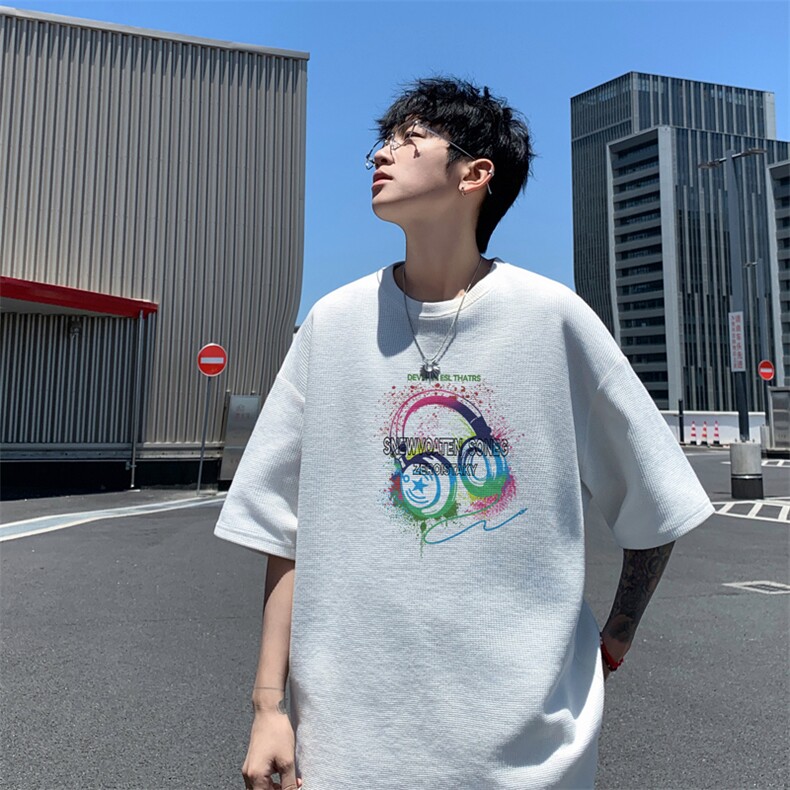 量大优！供视频！港风华夫格短袖T恤半袖男HT243-特P18,男装T恤,电商B367