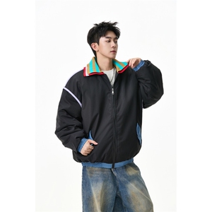 撞色双领棉服潮牌美式学院风情侣外套 WT2505-P80-控138图片