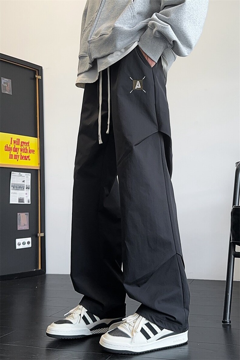 春季潮流美式高街垂感褶皱设计宽松直筒长裤A436-857-P35,男装休闲裤,电商A436
