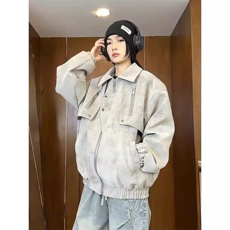 现货得物抖音品质皮夹克做旧复古情侣皮衣JK311P70,男装夹克,星座1904A
