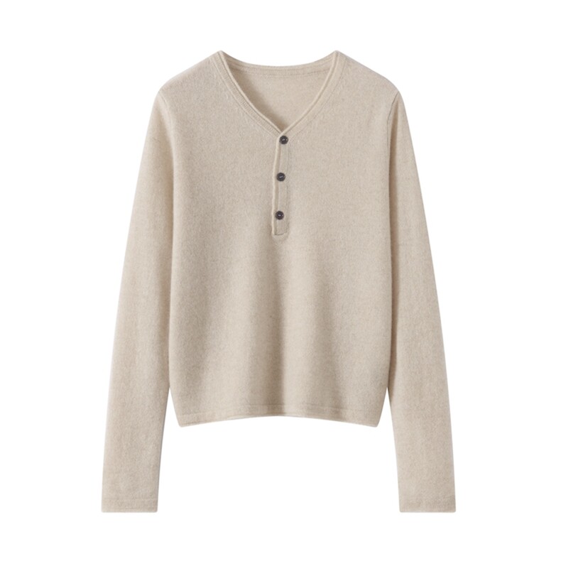 2025年秋季新款百搭女士半开扣子羊绒衫，女装羊绒衫，品秋羊绒