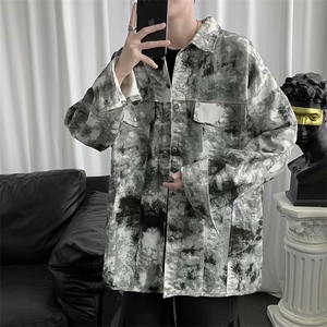 迷彩工装衬衫长袖青年街头日系衬衣男潮流宽松休闲外套 W1226-P36图片