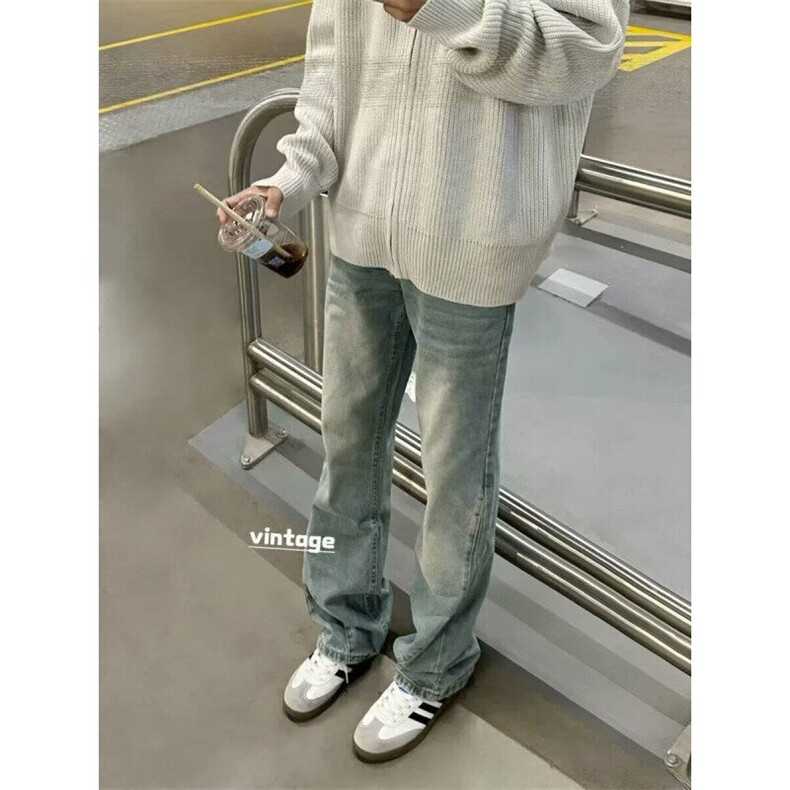 W8971-P53网图现货春季新款牛仔裤高街潮牌美式复古水洗直筒裤,男装牛仔裤,星座1608-2