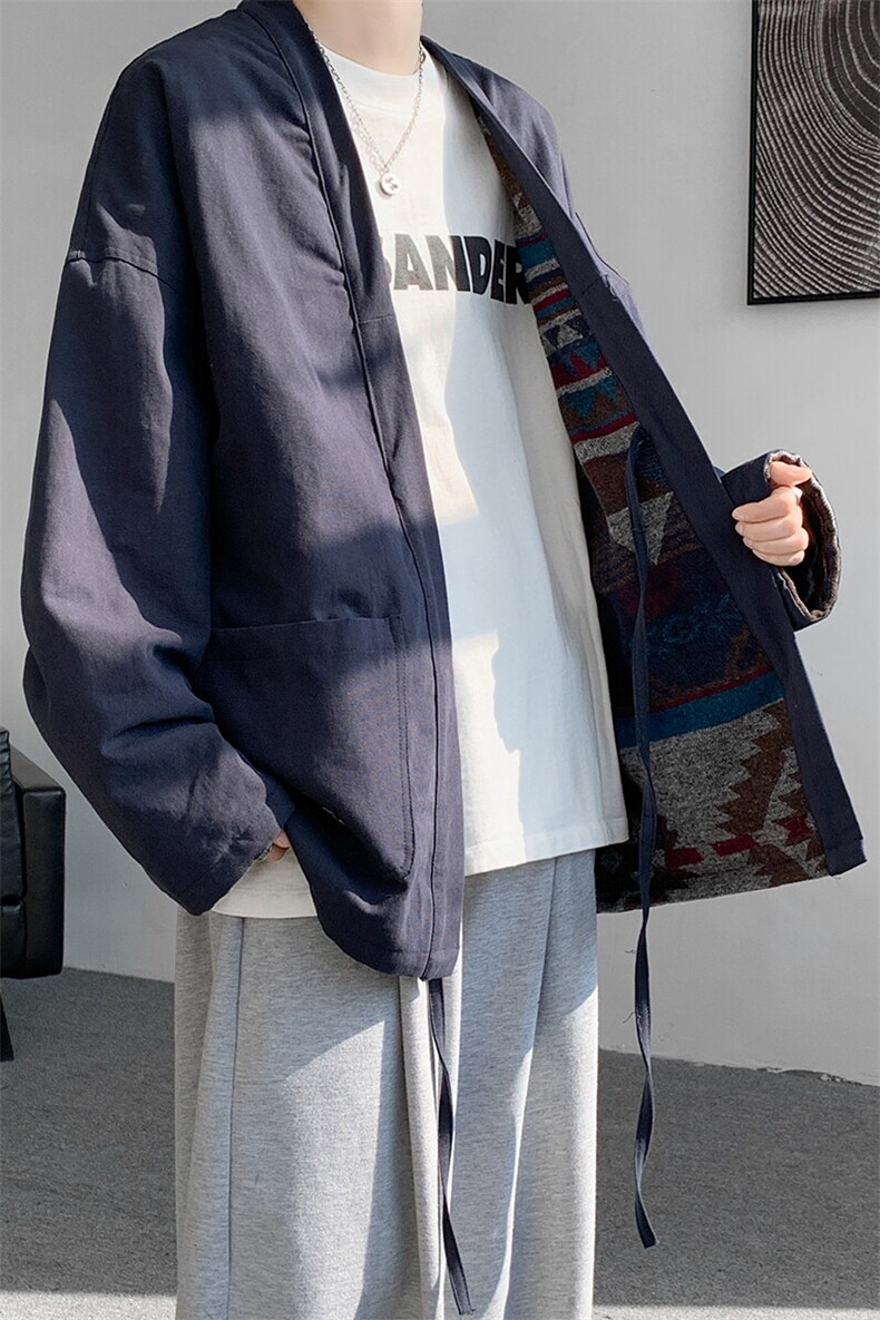 8XL-M特大码夹克男新中式道袍双面穿风夹克外套男JK1308P118,男装夹克,电商D206-1