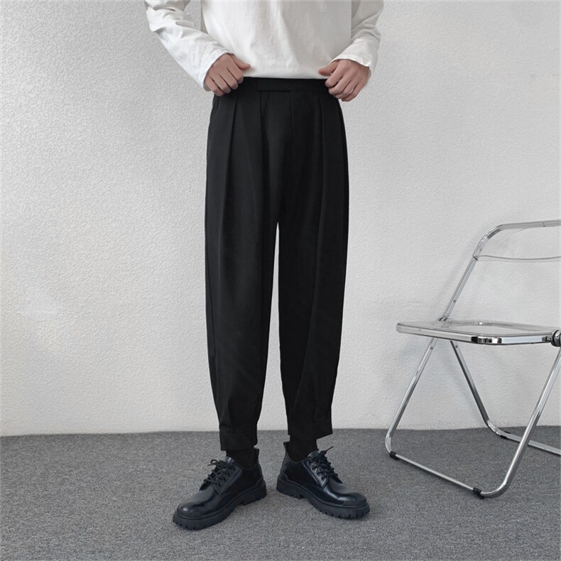 抖音网红魔术贴腰休闲西裤哈伦裤马丁靴裤子男/KM98P55,男装西裤,电商D325