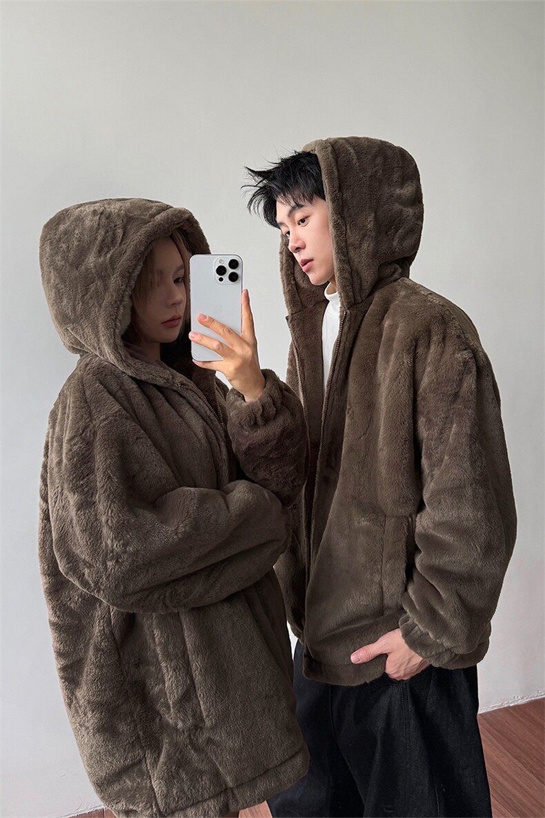 冬季美式cleanfit男女毛绒连帽保暖棉服外套潮D2661-TP70138,男装棉衣,电商A102