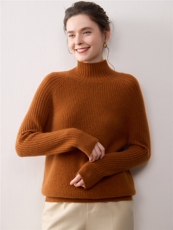 2025新款秋冬100%纯山羊绒衫女半高领针织衫宽松加厚毛衣打底衫，女装羊绒衫，暖绒情旗舰店