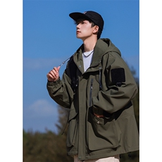 春季新款港风三防户外夹克男连帽冲锋衣外套DSA157B-JK152-P85，男装夹克，电商A157B