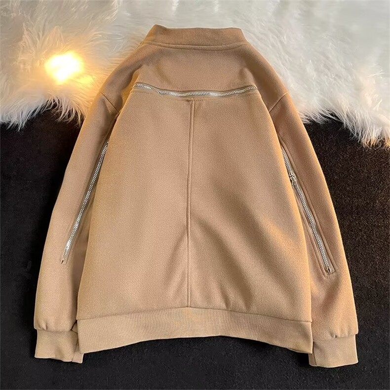 欧美高街外套男设计感小众美式棒球服双层毛呢拉链JK8517P65,男装夹克,星座1116-2